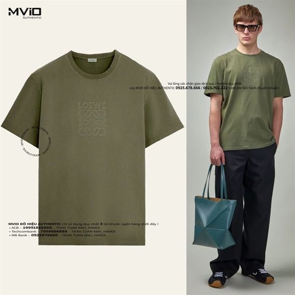 Phông Loewe Xanh Green Logo Thêu Ngực H526Y22XBN 4160