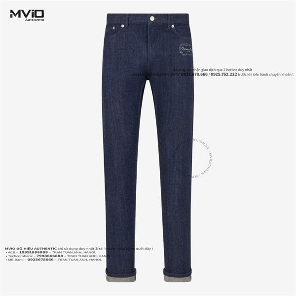 Jean Dior Xanh Đen Tag Túi Trước 193D011GX978