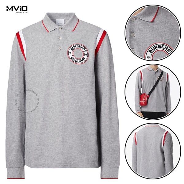 Polo Burberry Xám Dài Tay Logo Tròn 8035416 1003