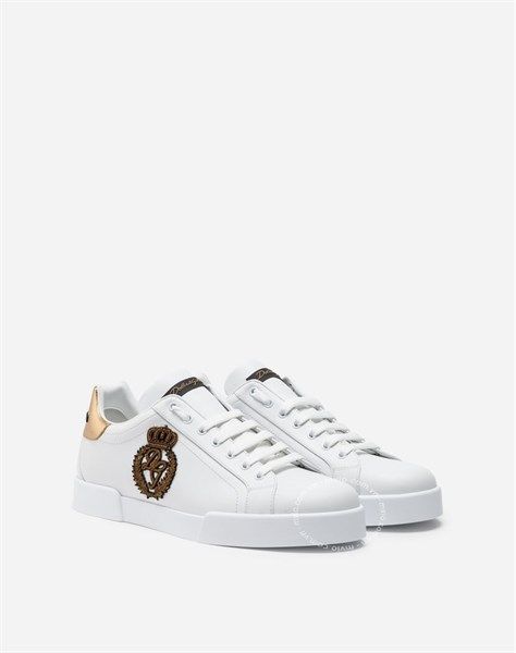 Sneaker Dolce Trắng Logo Thêu Vàng Cs1538