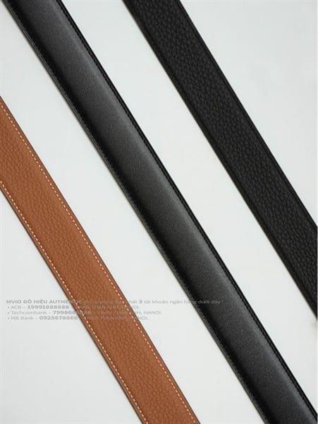 Belt Hermes Đen & Đen Da Bê Sần