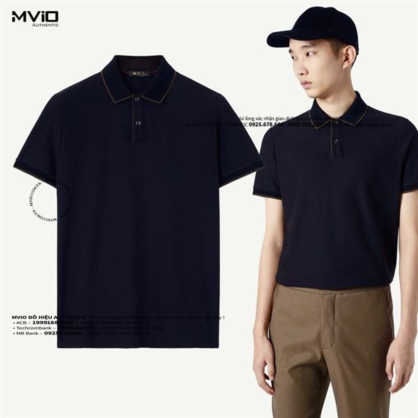 Polo Loro Piana Xanh Navy Viền Cổ FAI4903 W000