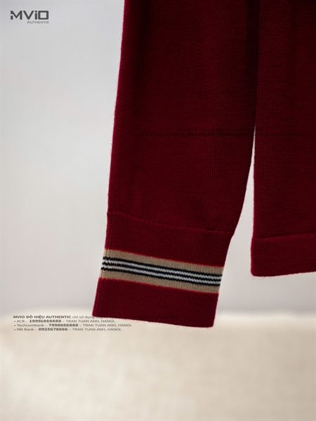 Polo Burberry Len Đỏ Đô Tay Viền 8045521 1003