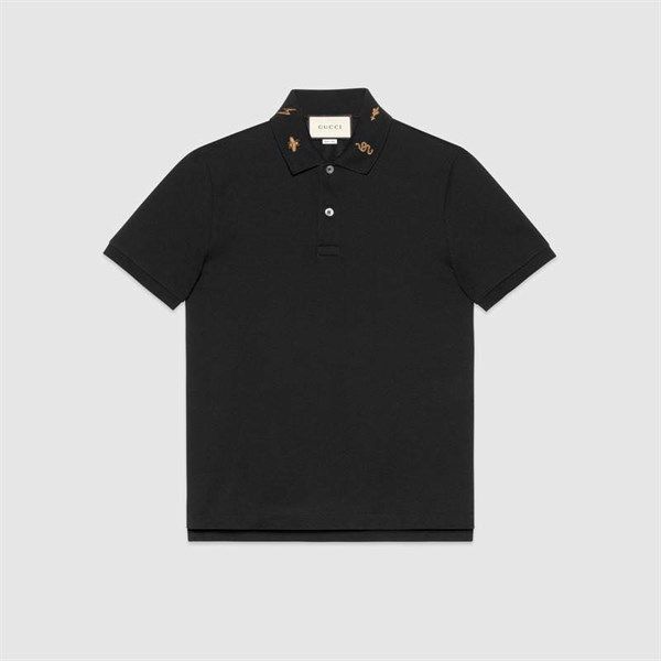 Polo Gucci Đen Ong Rắn Cổ