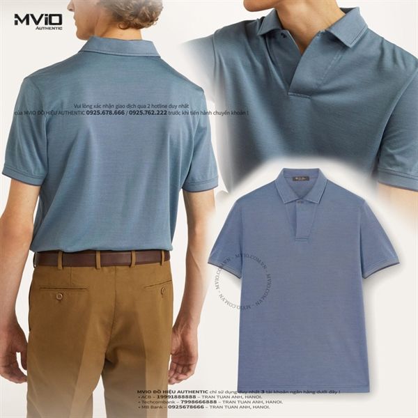 Polo Loro Piana Xanh Blue FAL3407 W734