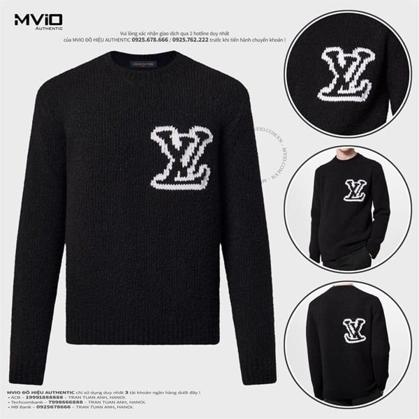Len Louis Vuitton Đen Logo LV Trước Sau 1AF333