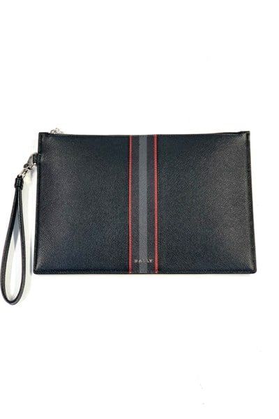 Clutch Bally Đen Sọc Đỏ Ghi
