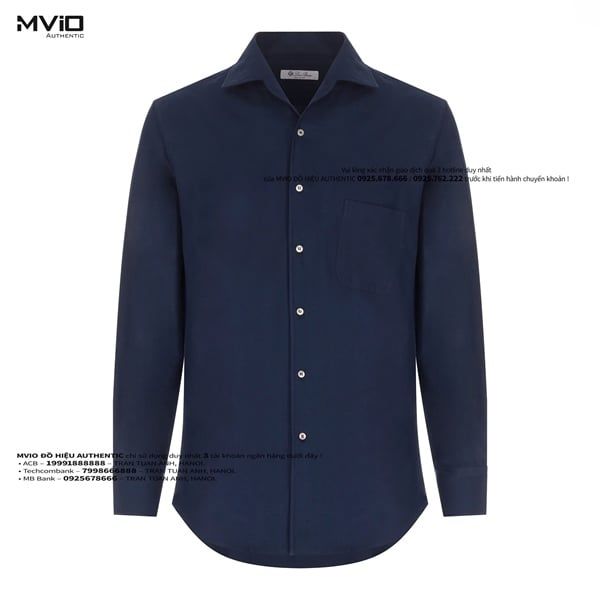 Sơ Mi Loro Piana Xanh Navy Dài Tay Cotton FAG5267W000