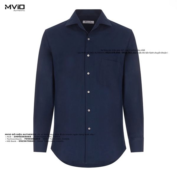Sơ Mi Loro Piana Xanh Navy Dài Tay Cotton FAG5267W000