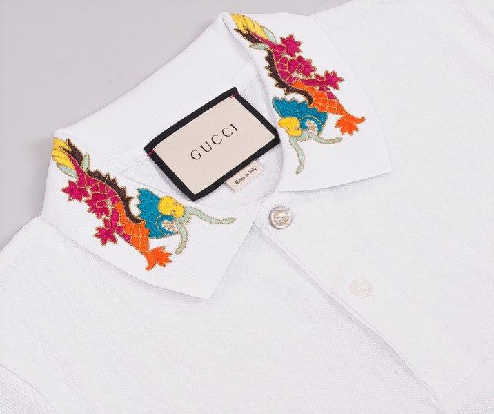 Polo Gucci Trắng Thêu Cổ Rồng 453865 X5P94