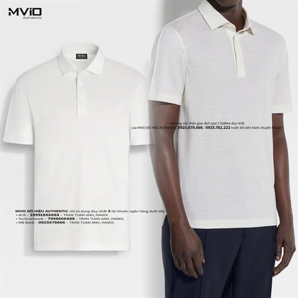 Polo Zegna Trắng Bianco Naturale Unito RE7345A5 BCT24 N01