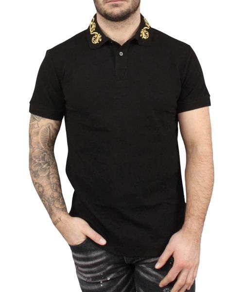 Polo Versace Đen Thêu Cổ Vàng Vum622