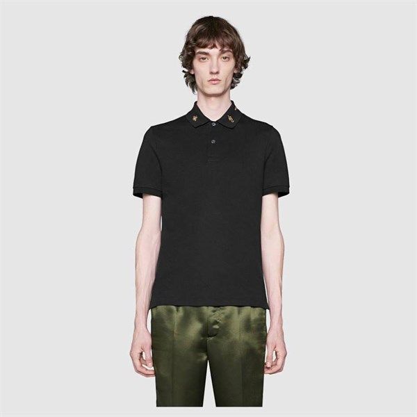 Polo Gucci Đen Ong Rắn Cổ