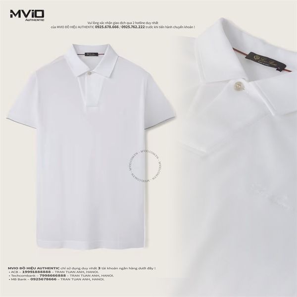 Polo Loro Piana Trắng Chữ Thêu Ngực FAN2998.