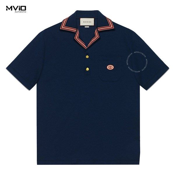 Polo Gucci Xanh Cổ Bẻ Viền 625351 XJCN3