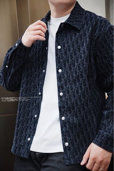 Sơ Mi Dior Overshirt Đen Vân Oblique Phủ Nhung 033D490M321X 503