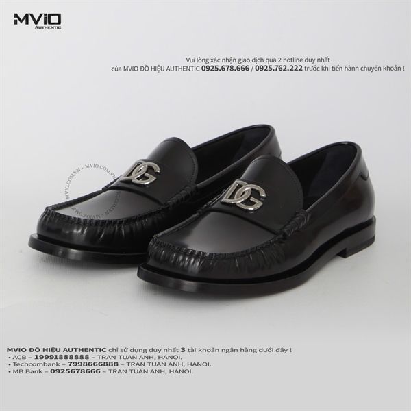 Loafer Dolce Gabbana Đen Logo DG Bạc A30248AQ237 80999
