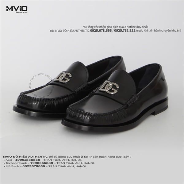 Loafer Dolce Gabbana Đen Logo DG Bạc A30248AQ237 80999
