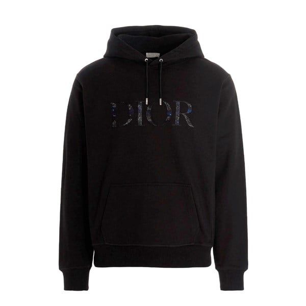 Nỉ Hoodie Dior Đen C&S Top Logo Thêu Ngực 143J688A0531 985