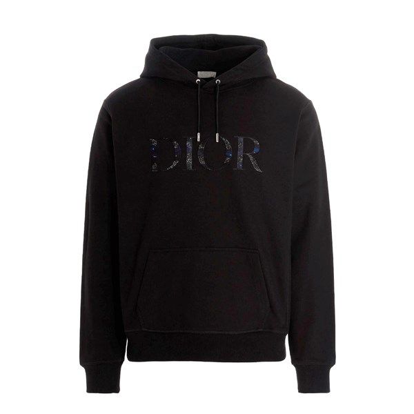 Nỉ Hoodie Dior Đen C&S Top Logo Thêu Ngực 143J688A0531 985