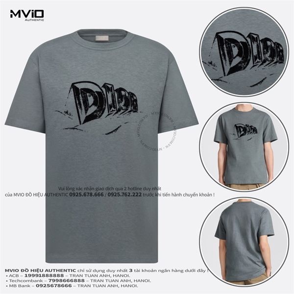 Phông Dior Xám Grey Chữ Đen 393J696A0849 803