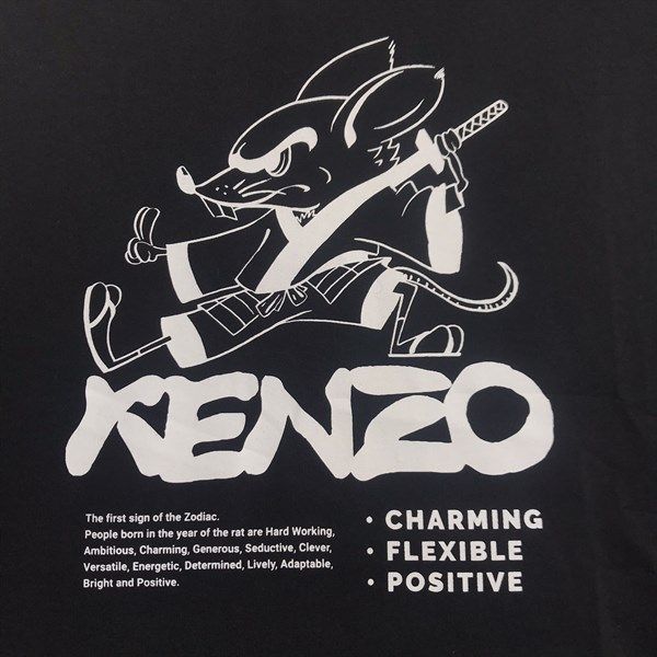 Phông Kenzo Đen Chuột Karate 5Ts5134W99