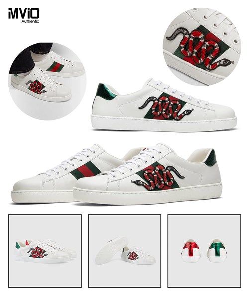 Sneaker Gucci Trắng Thêu Rắn 456230 150