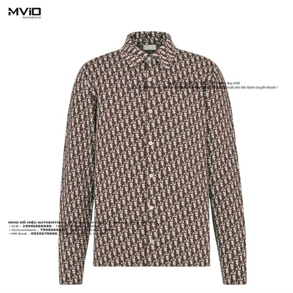 Sơ Mi Dior Oblique Nâu Cotton Dệt Kim 023M550AT099