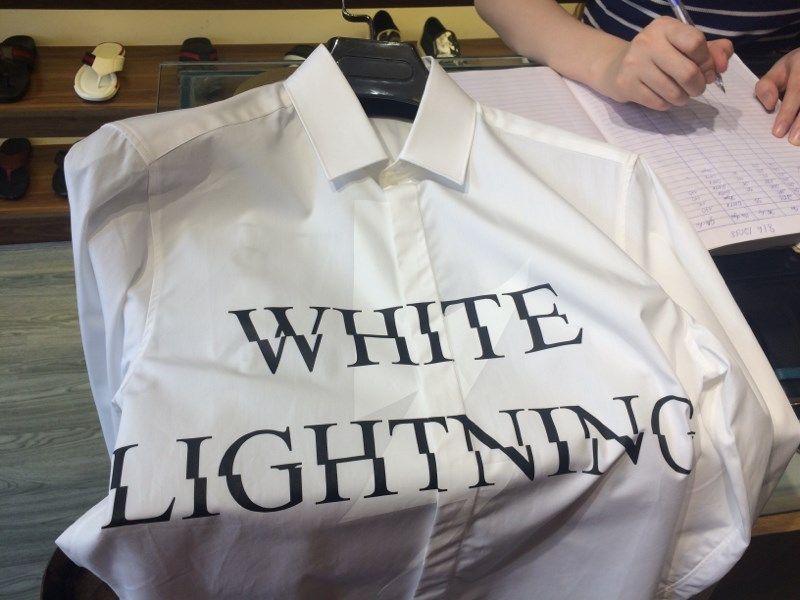Sơ Mi Neil Barrett Trắng In White Lightning