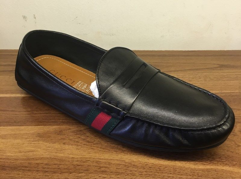 Moca Gucci Đen Da Mềm Tag Cờ Xanh Đỏ