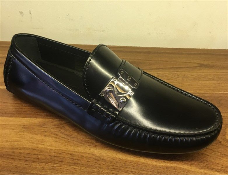 Loafer Louis Vuitton Đen Bóng Tag Gương
