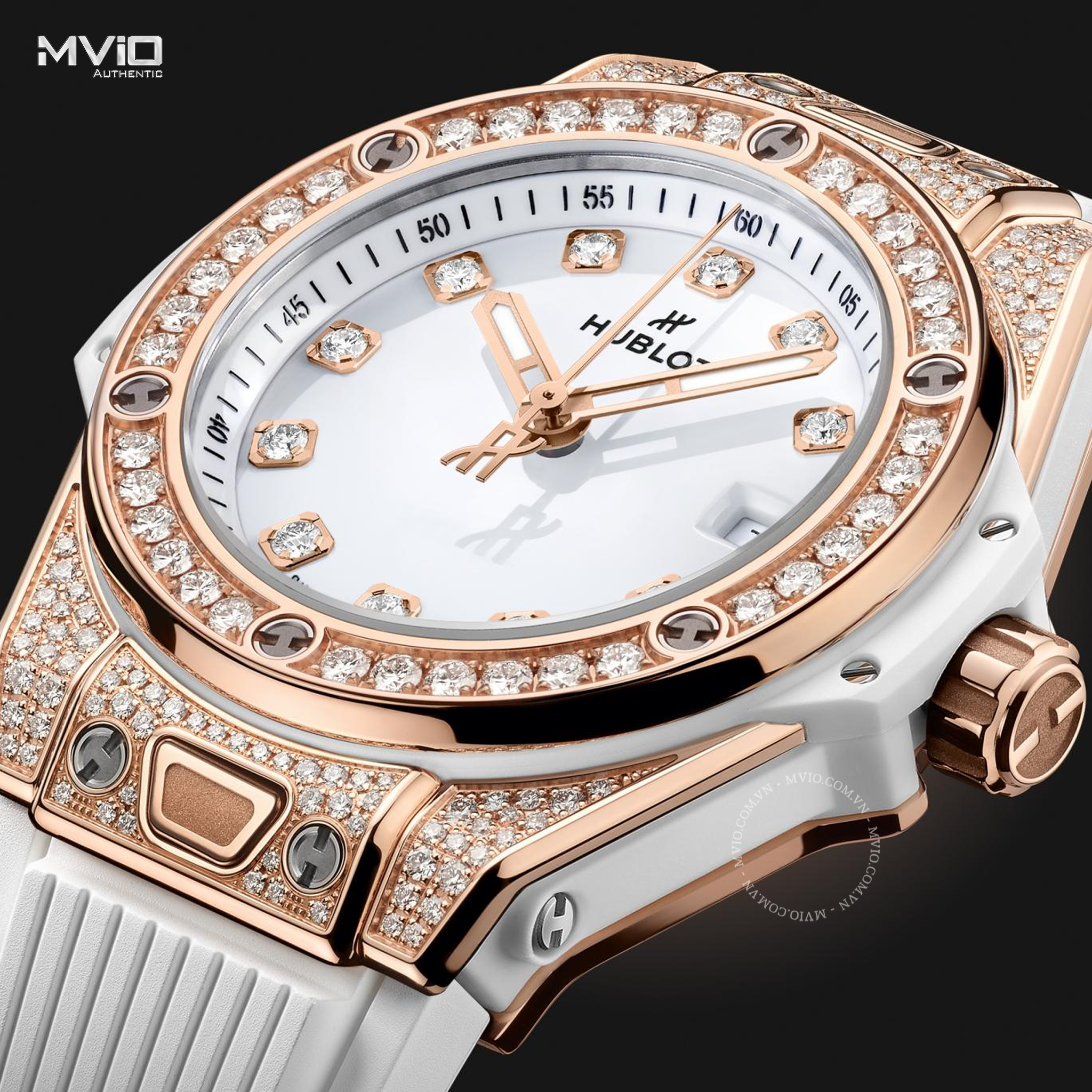 ĐỒNG HỒ HUBLOT BIG BANG ONE CLICK KING GOLD WHITE PAVE 485.OE.2210.RW.1604