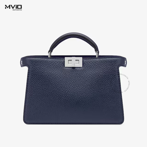  TÚI FENDI PEEKABOO NAVY DARK BLUE KHÓA SILVER XOẮN 7VA530 AFC3 F1F14 