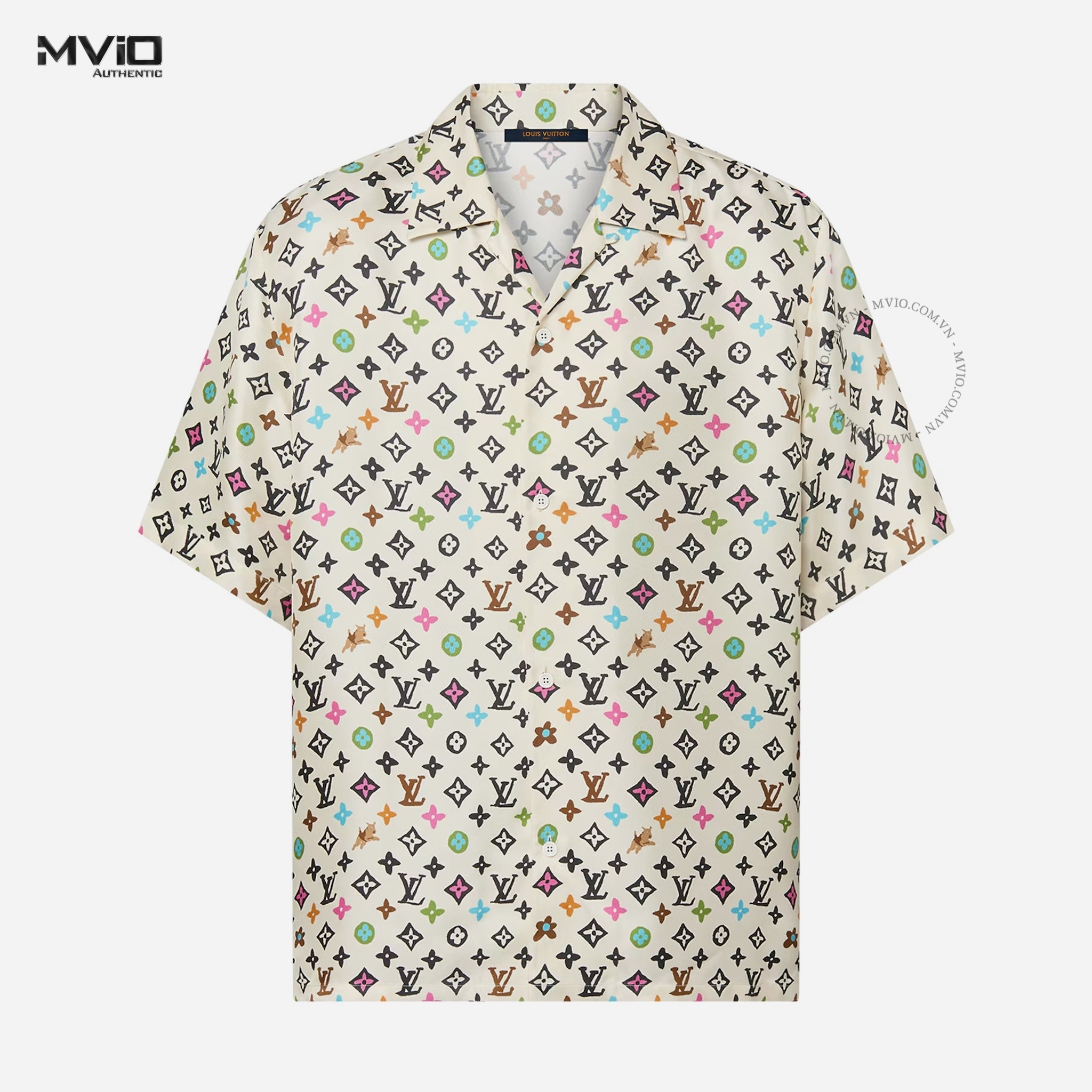 SƠ MI LOUIS VUITTON LỤA CỘC TAY MONOGRAM MÀU 1AFQ24