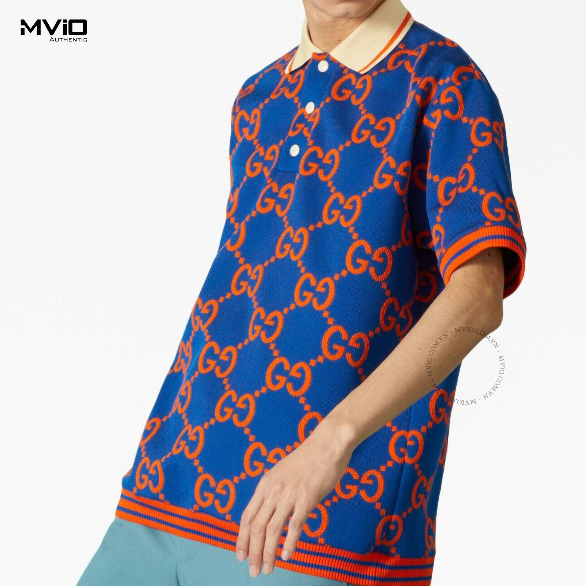 Polo Gucci Xanh Mono Cam 752173 XJFSO 4102