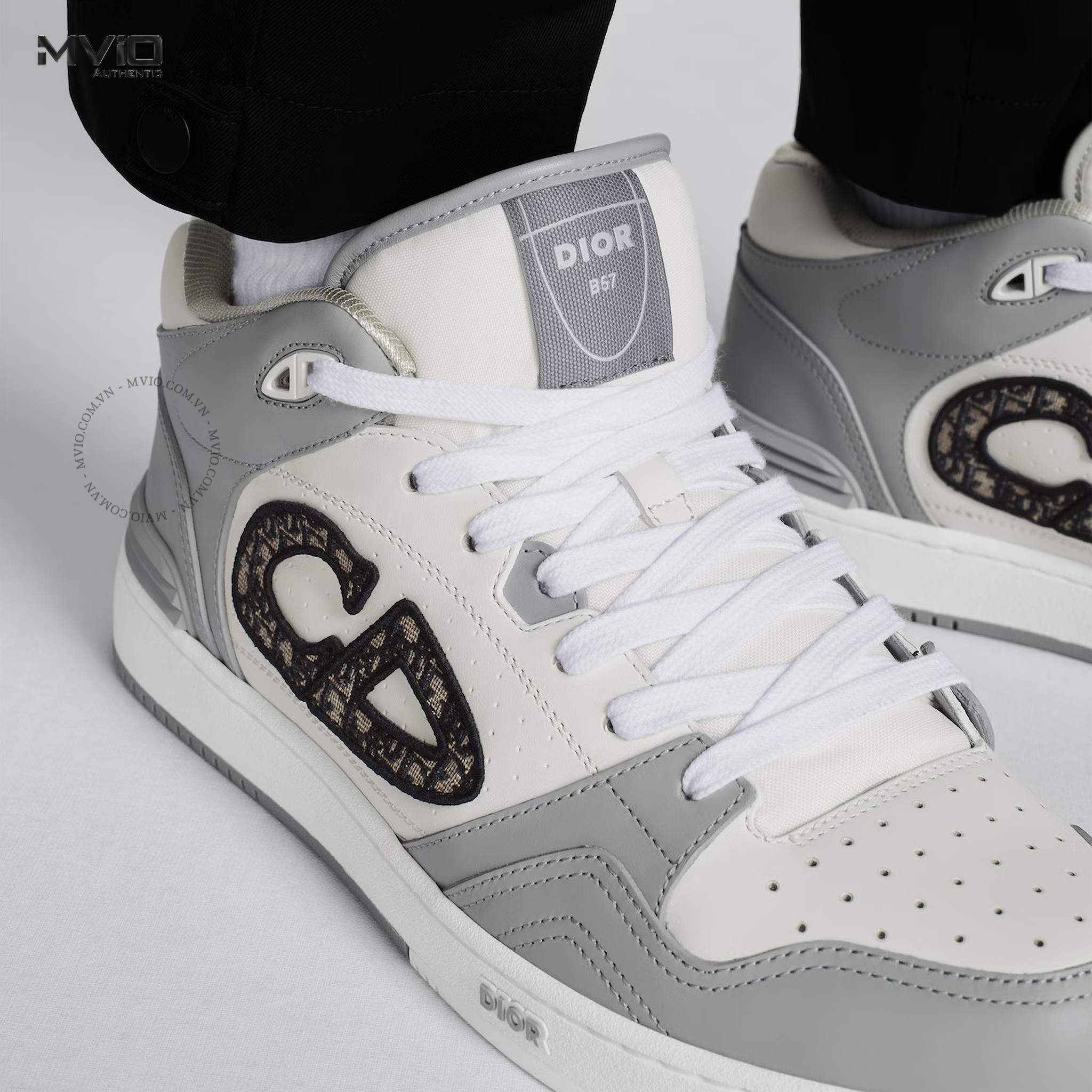 SNEAKER DIOR B57 MID TOP XÁM CD OBLIQUE 3SH141ZXU 86042