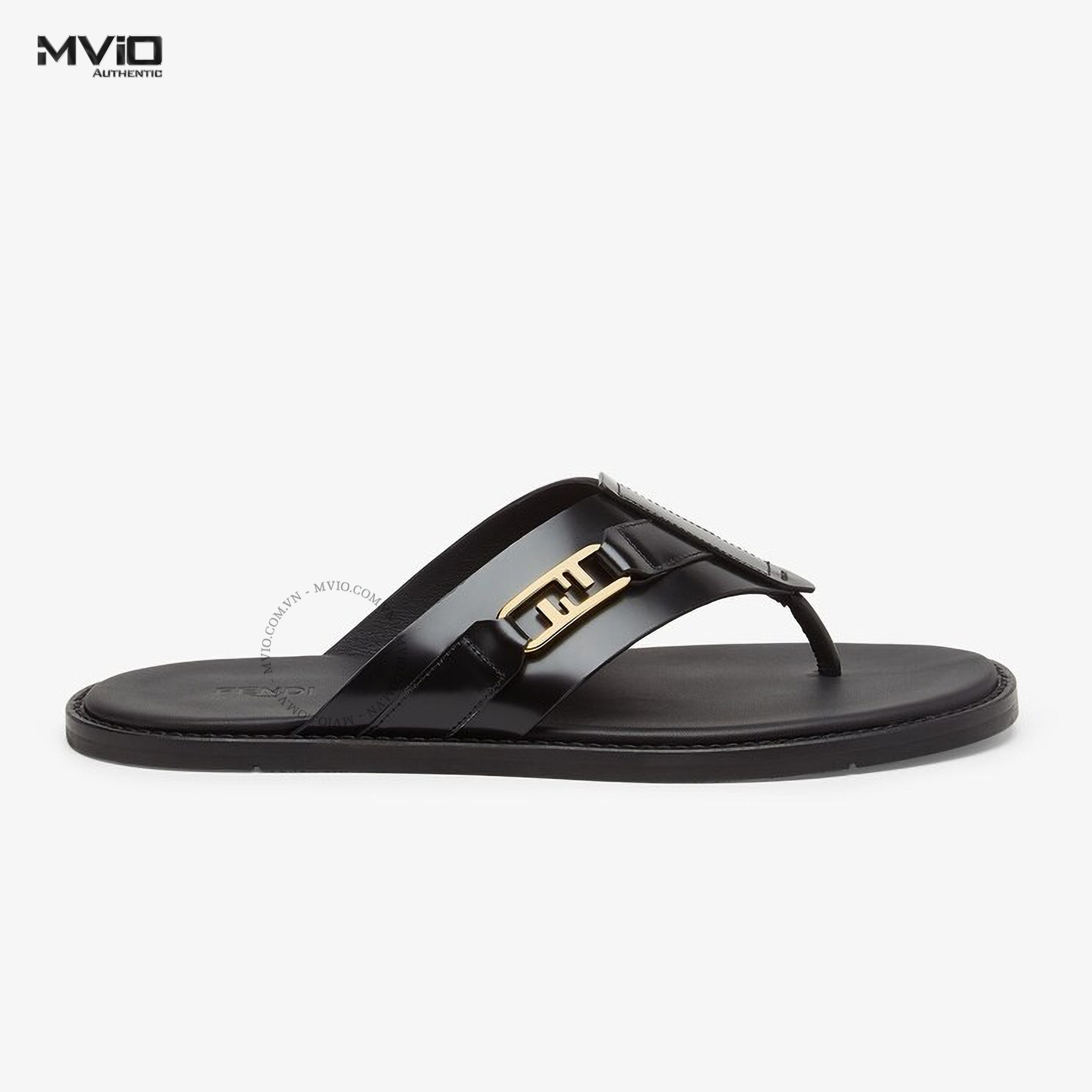 DÉP FENDI ĐEN KẸP NGÓN TAG FF GOLD 7Y1606 69FF0QA1