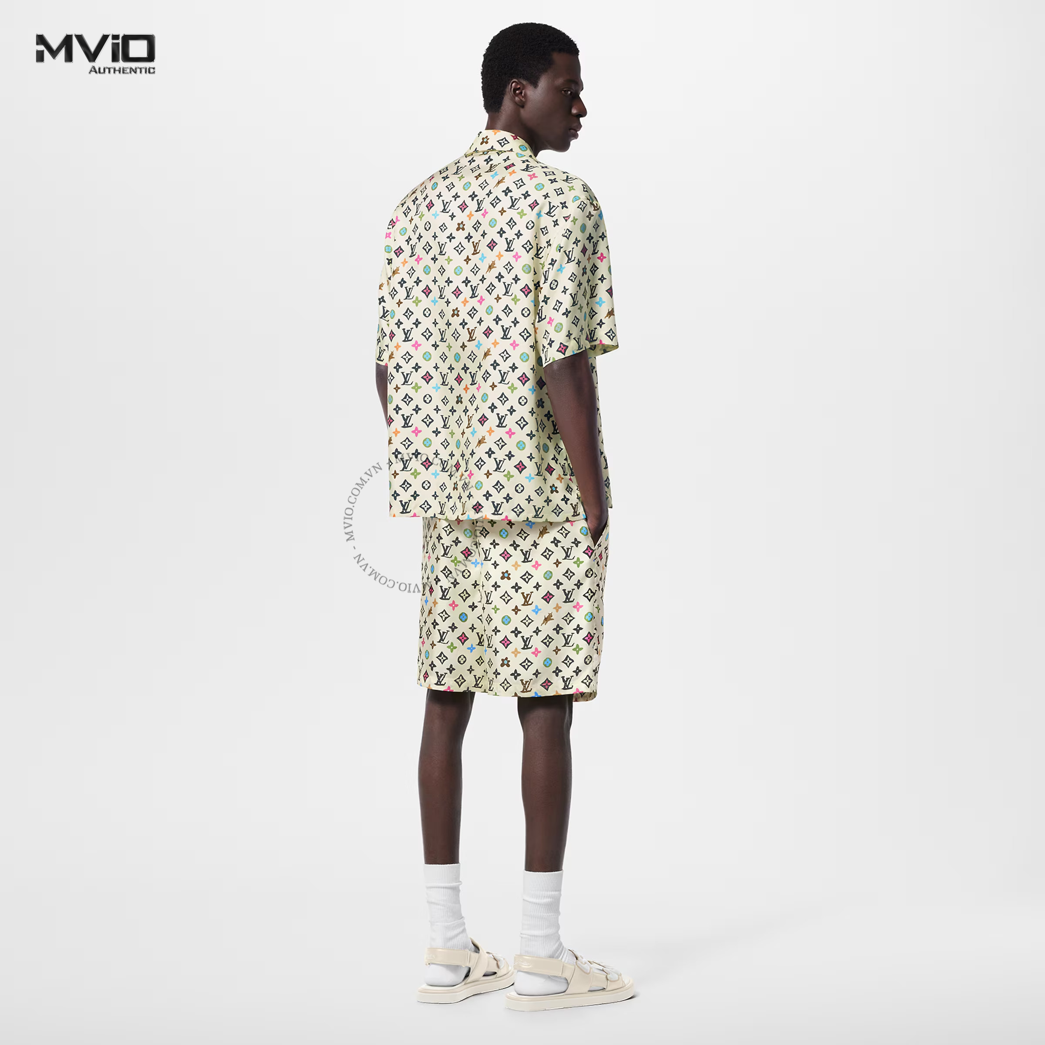SƠ MI LOUIS VUITTON LỤA CỘC TAY MONOGRAM MÀU 1AFQ24
