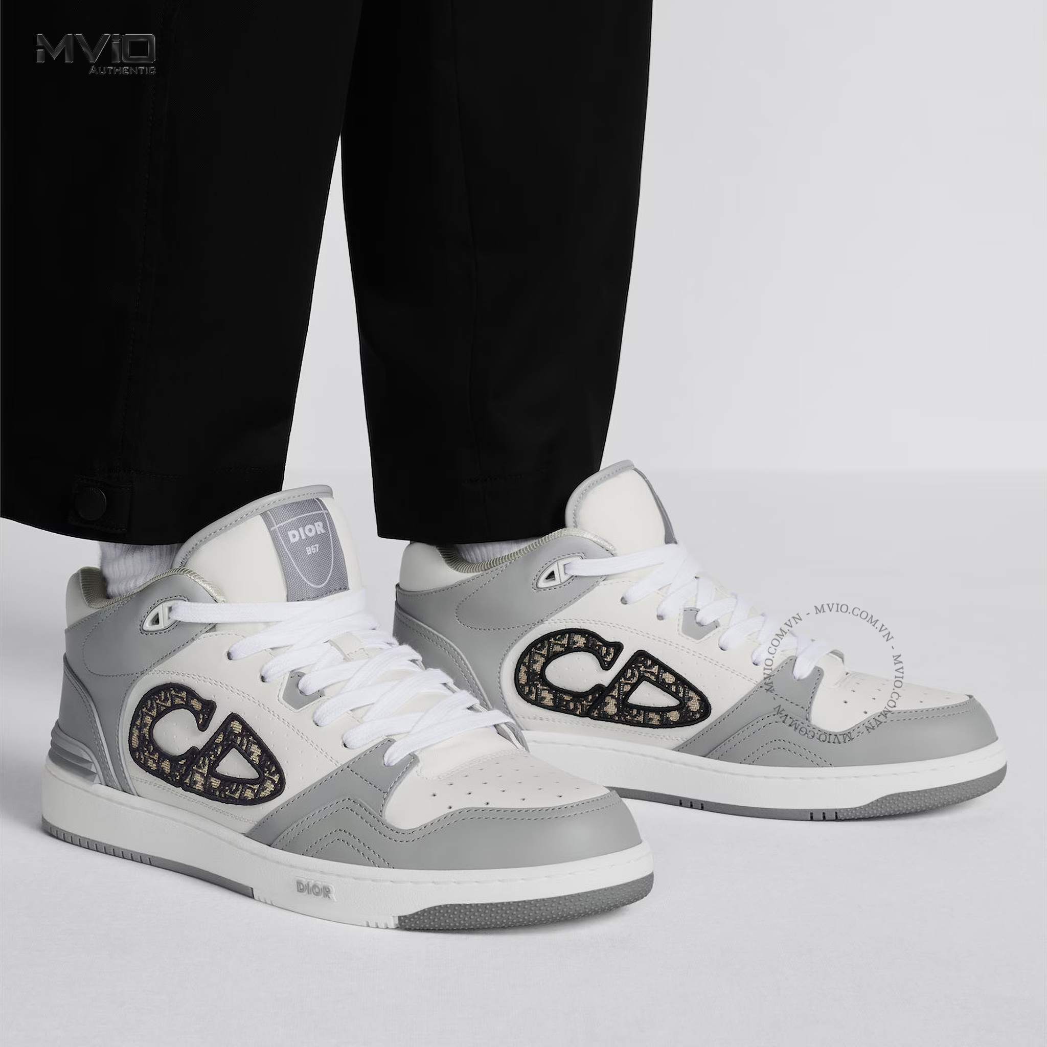 SNEAKER DIOR B57 MID TOP XÁM CD OBLIQUE 3SH141ZXU 86042