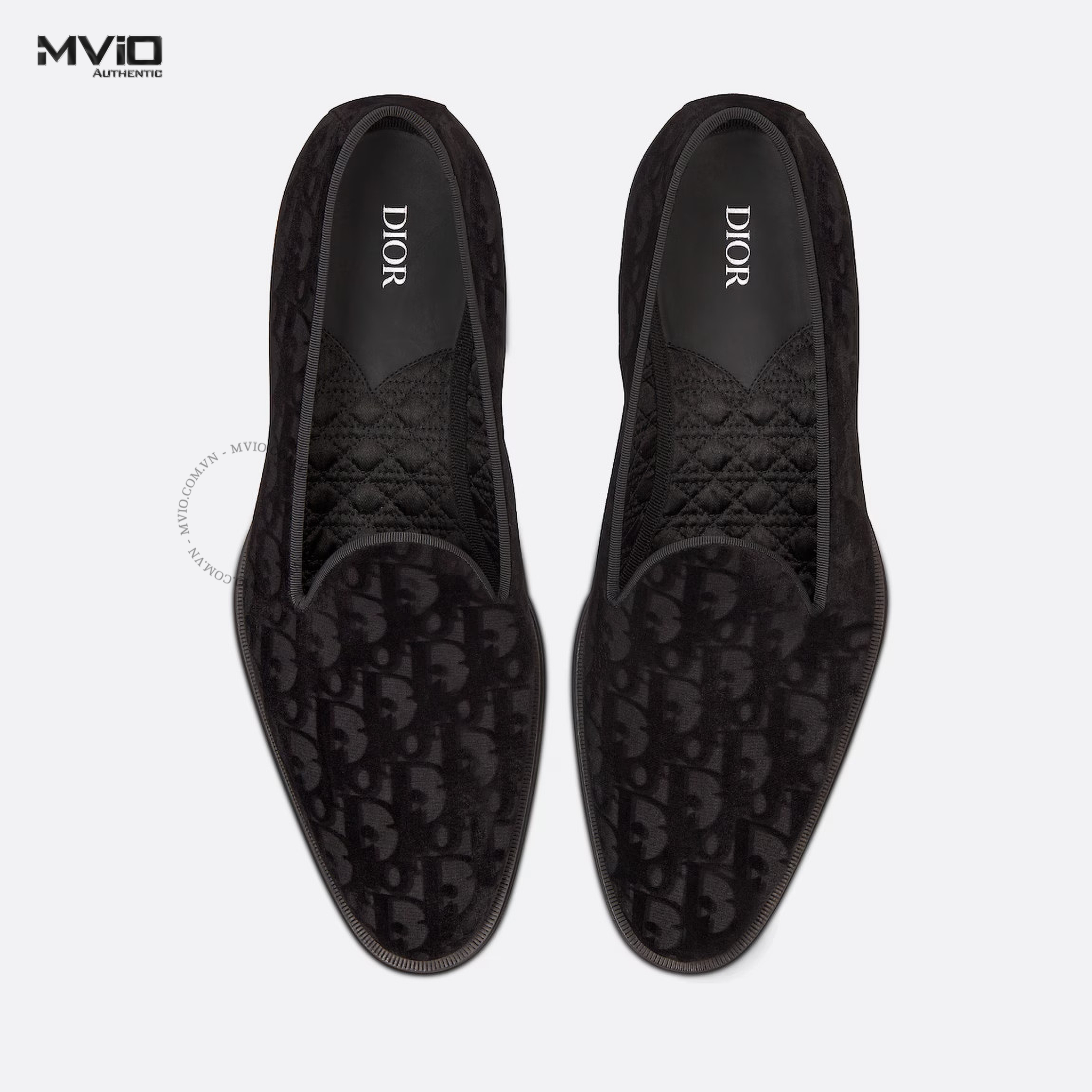 LOAFER DIOR ĐEN NHUNG VÂN OBLIQUE NỔI 3LO121ZKA 969