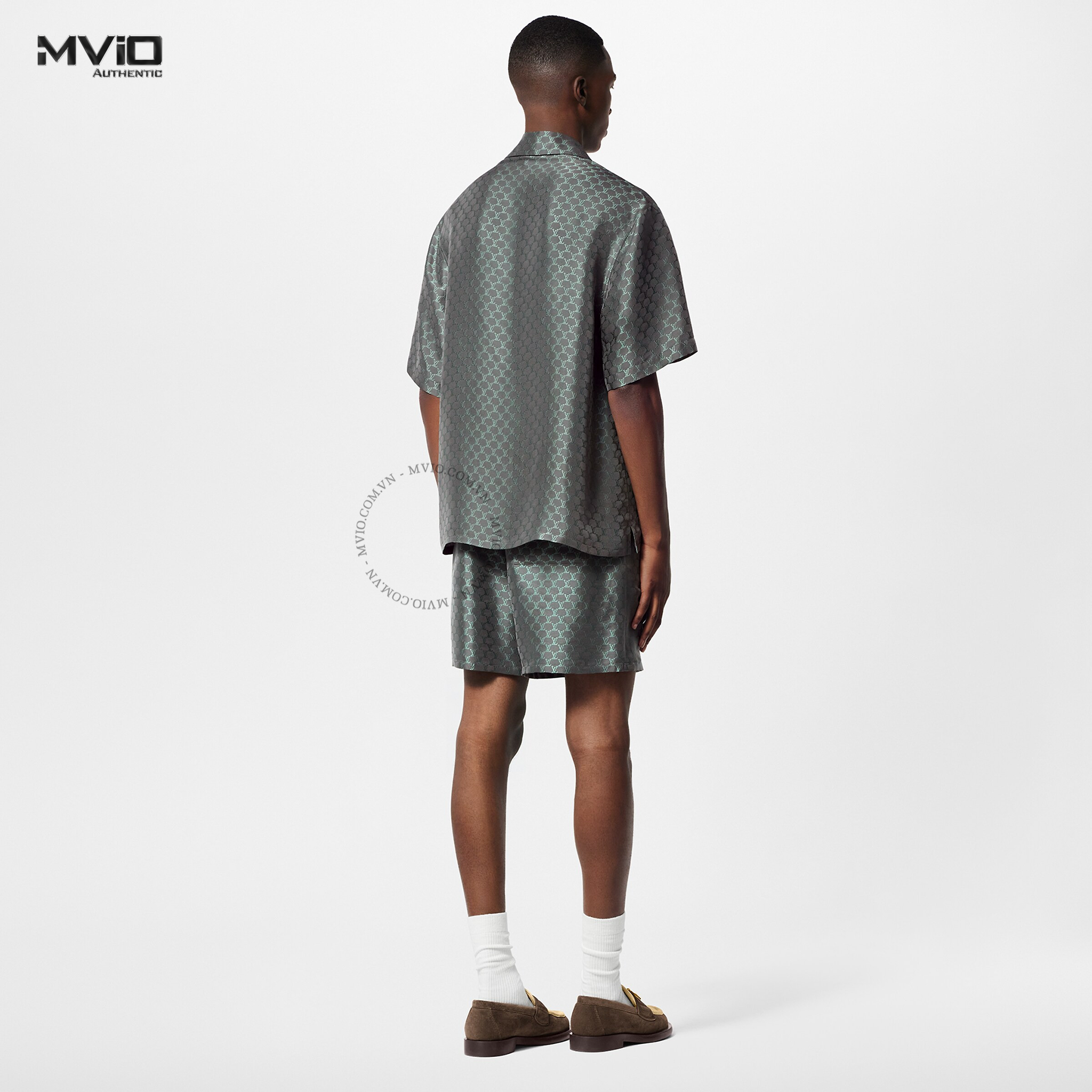 Sơ Mi Louis Vuitton Xanh Lụa Vân LV 1AFRM8