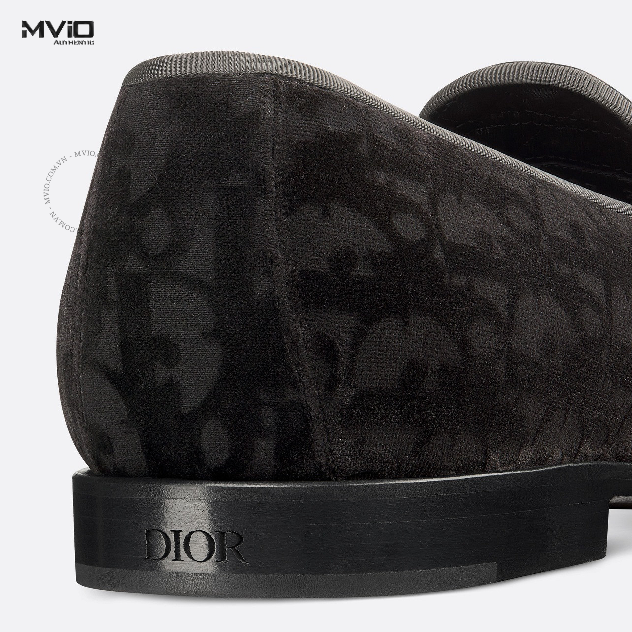 LOAFER DIOR ĐEN NHUNG VÂN OBLIQUE NỔI 3LO121ZKA 969