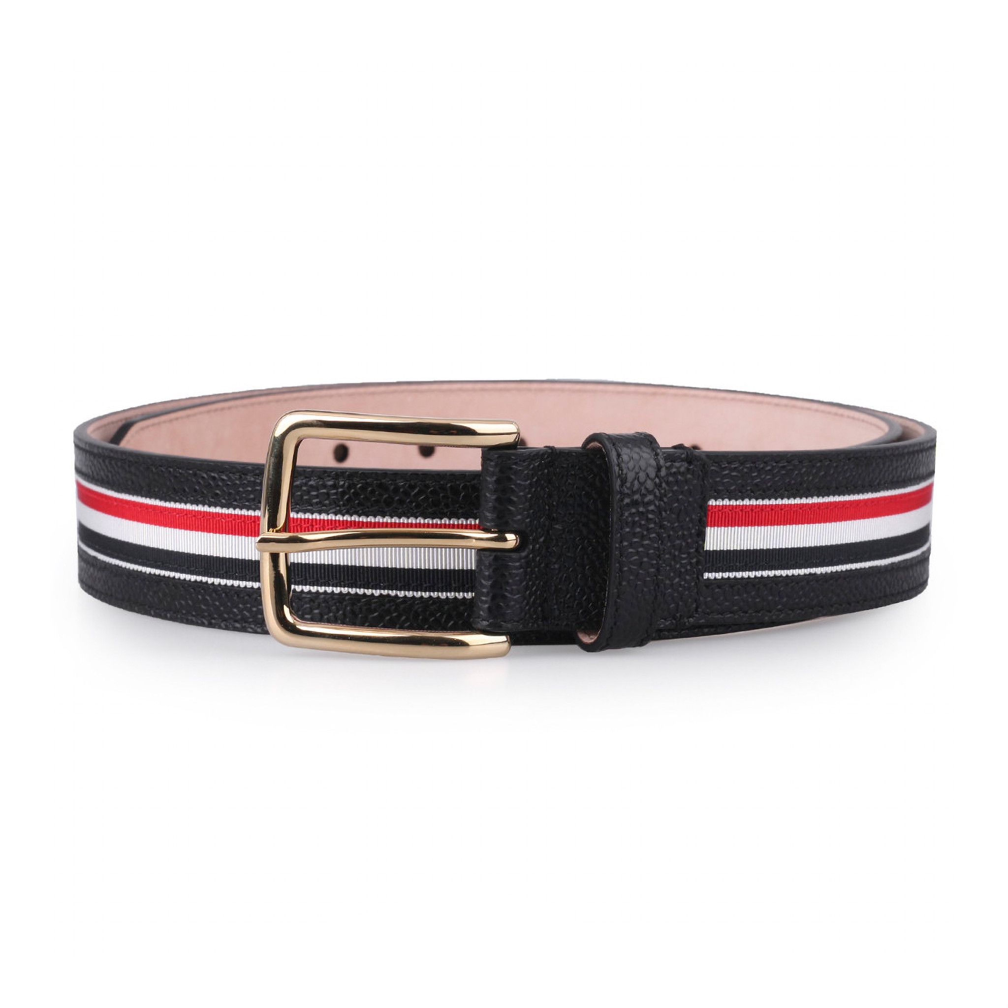Belt Thom Browne Đen Khoá Vàng Vạt Dây MCX050A00198