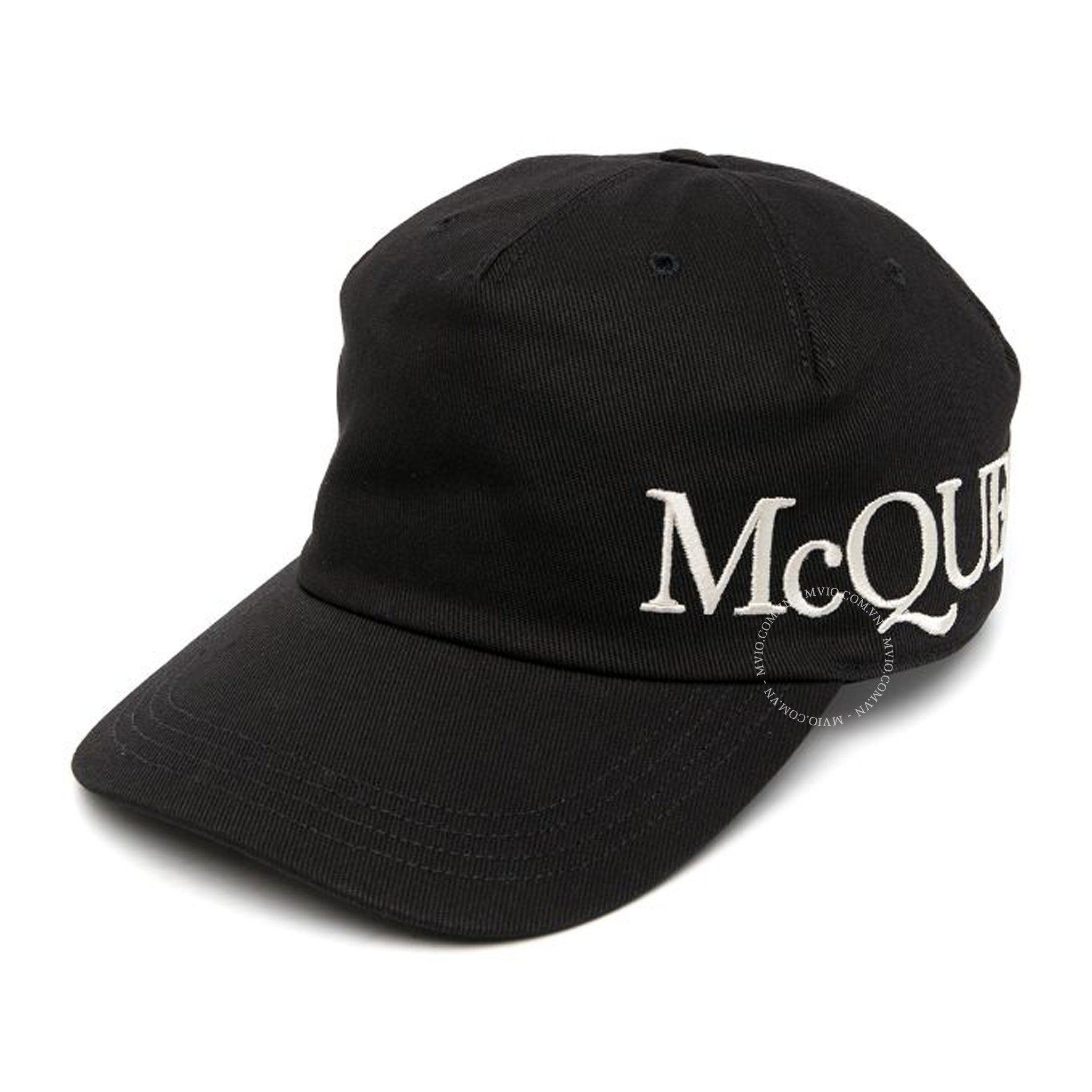 Mũ Alexander Mcqueen Đen Chữ Trắng 632896 4106Q