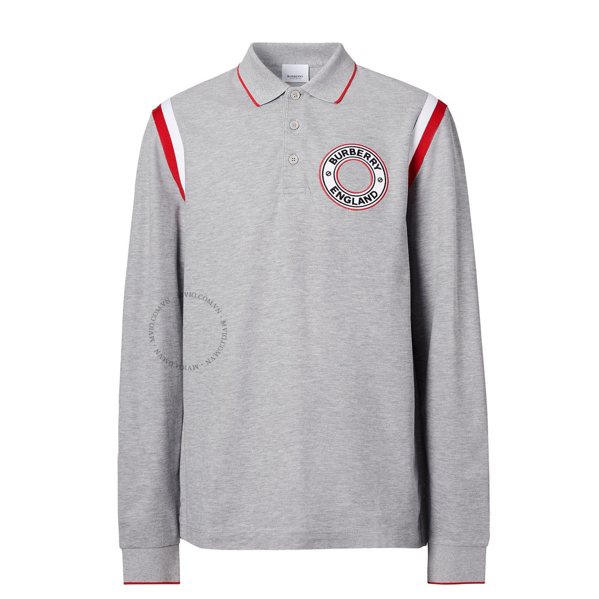 Polo Burberry Xám Dài Tay Logo Tròn 8035416 1003