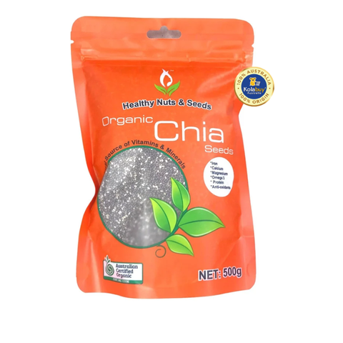 Hạt chia hữu cơ cao cấp của Úc Healthy Food & Nuts Organic Chia Seeds 500g