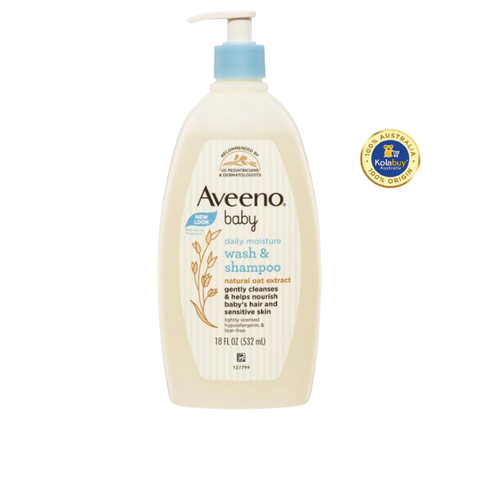 Sữa tắm gội cho bé của Úc Aveeno Baby Daily Moisture Lightly Scented Wash & Shampoo 532mL