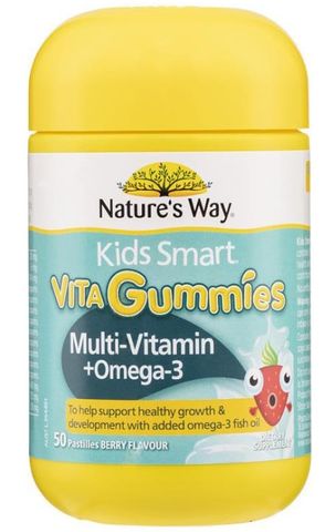 Kẹo dẻo Bổ sung Omega Nature's Way Kids Smart Vita Gummies Multi + Omega 50 viên