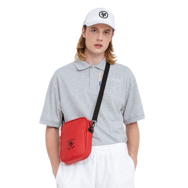 'Dirty Coins' Leather shoulder bag ( Red )