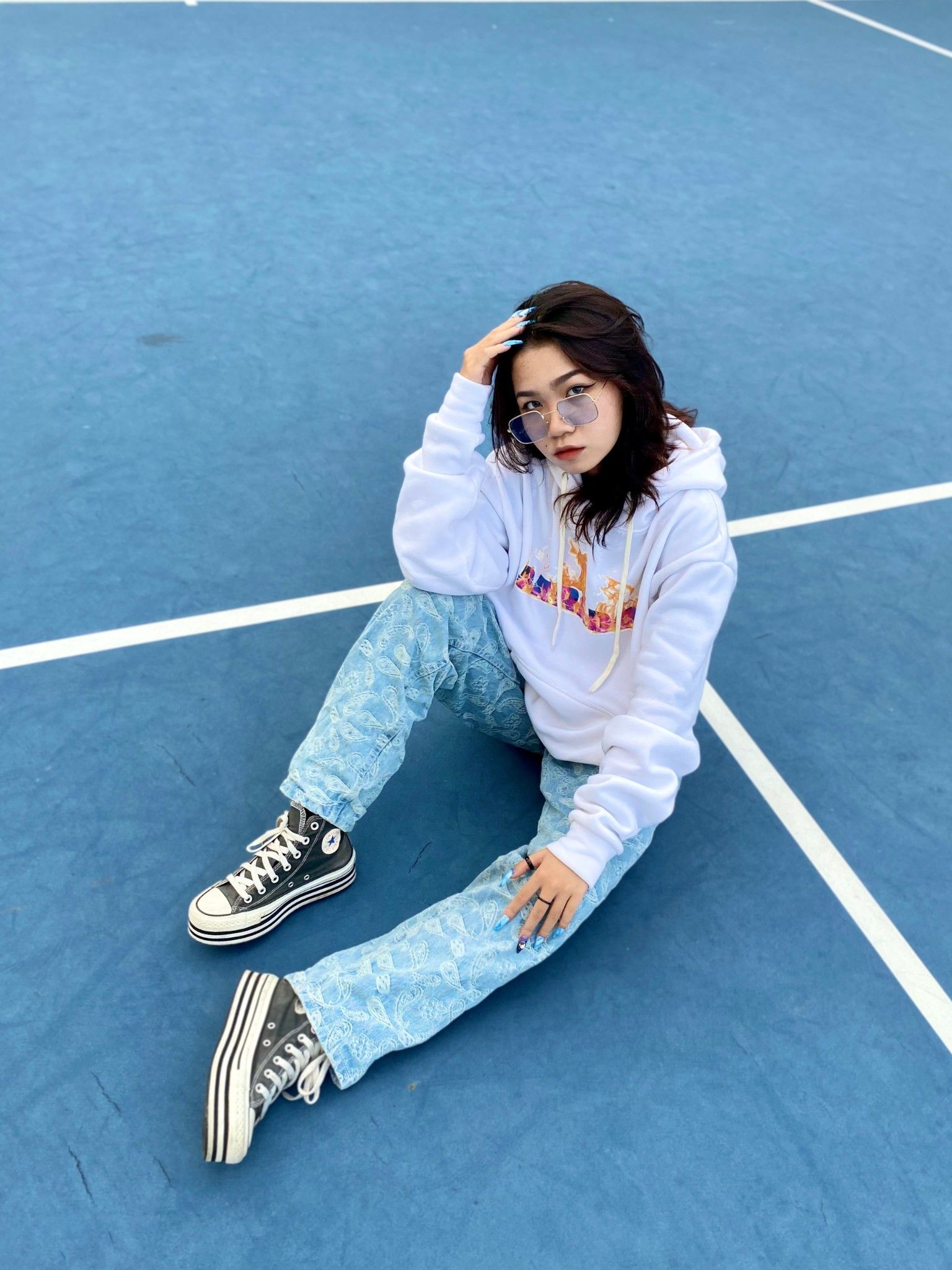 FLAME HOODIE (White)